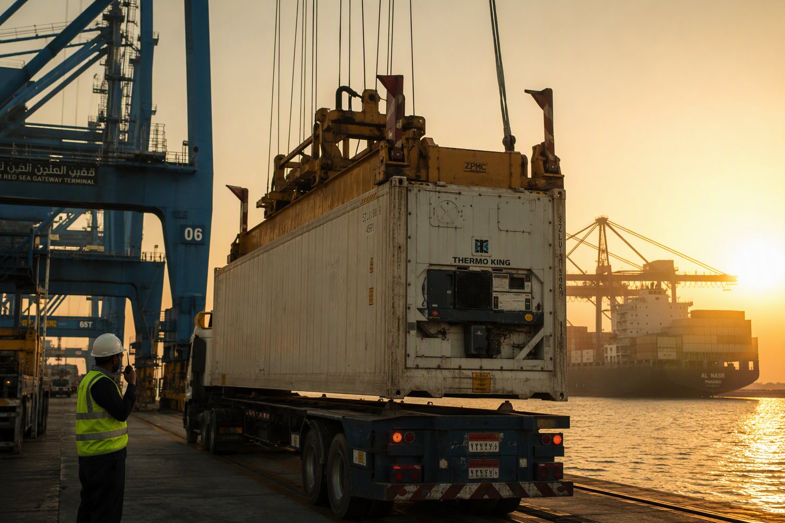 Reefer container loading at an Egyptian seaport